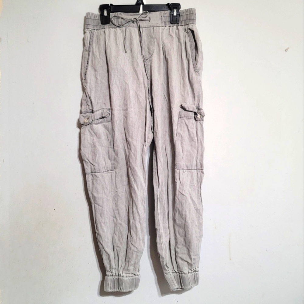 Bibi Women's Pants Size Small‎ S Gray Cargo Joggers Preppy Pull On